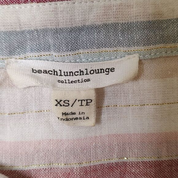 Beachlunchlounge collection Striped Short Sleeve Button Shirt Top Size XS - Picture 3 of 6